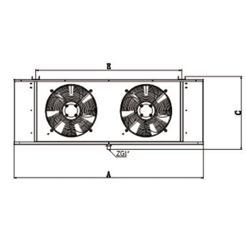 Στοιχείο Ψύξης Κύβος 116,5x43x48Υcm 6mm με 2 Ανεμιστήρες Φ350mm και Επιφάνεια Εναλλαγής 12m2 ZLM-2.2/12
