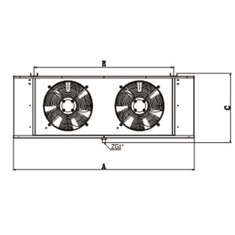 Στοιχείο Ψύξης Κύβος 159x53x56Υcm 6mm με 2 Ανεμιστήρες Φ400mm και Επιφάνεια Εναλλαγής 40m2 ZLM-7.5/40