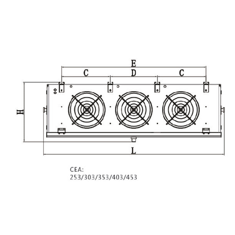 Στοιχείο Ψύξης Κύβος 154,2x43x43,8Υcm 4mm με 3 Ανεμιστήρες Φ250mm και Επιφάνεια Εναλλαγής 25,1m2 CEA 26 253 4E