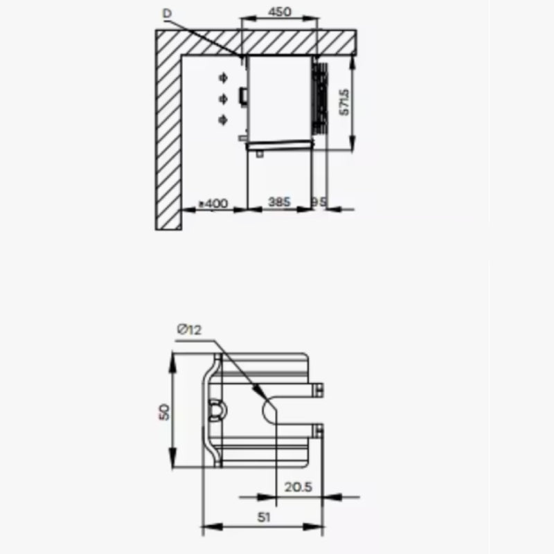 Στοιχείο Ψύξης Κύβος 87,8x48x57,2Υcm 6mm με 1 Ανεμιστήρα Φ400mm και Επιφάνεια Εναλλαγής 12,5m2 HS401AD02.5