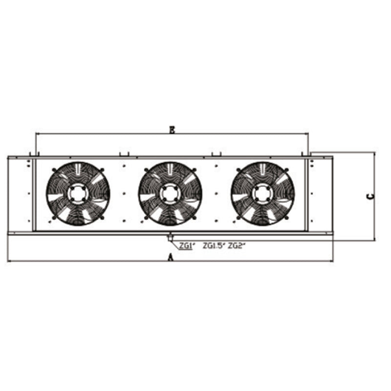 Στοιχείο Ψύξης Κύβος 161x43x48Υcm 4.5mm με 3 Ανεμιστήρες Φ350mm και Επιφάνεια Εναλλαγής 25m2 ZLH-5.0/25