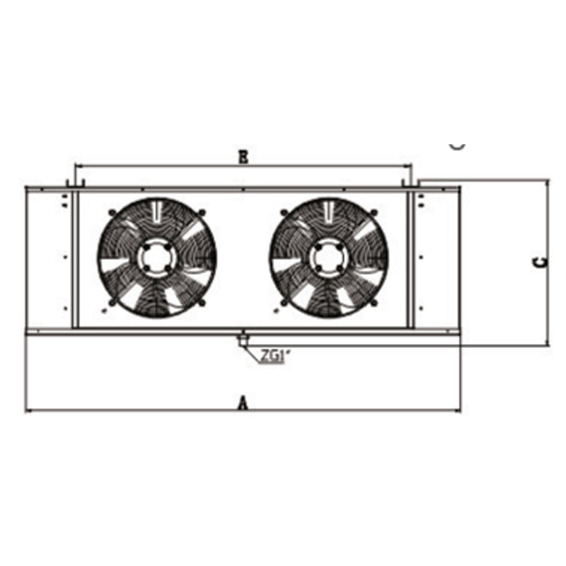 Στοιχείο Ψύξης Κύβος 159x53x56Υcm 4.5mm με 2 Ανεμιστήρες Φ400mm και Επιφάνεια Εναλλαγής 40m2 ZLH-8.0/40