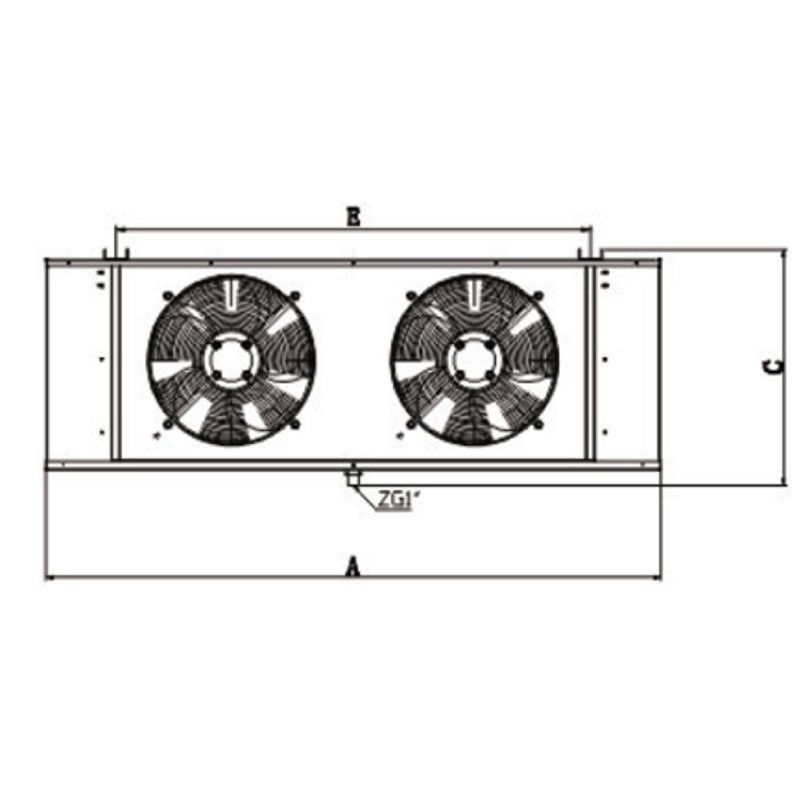 Στοιχείο Ψύξης Κύβος 116,5x43x48Υcm 6mm με 2 Ανεμιστήρες Φ350mm και Επιφάνεια Εναλλαγής 15m2 ZLM-2.8/15